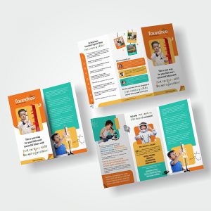 School tri fold brochure designed for Foundree Preschool by Prodigious Design Studio. #bestgraphicdesigncompany #graphicdesignerforschool #schoolflyerdesigning #schoolflyers #schoolbrochure #graphicdesignernearme #graphicdesigncompanynearme #portfolio #instagramposts #facebookposts