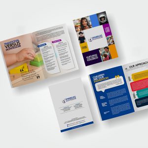 School brochure designed for Sparkles Montessori Preschool by Prodigious Design Studio. #bestgraphicdesigncompany #graphicdesignerforschool #schoolflyerdesigning #schoolflyers #schoolbrochure #graphicdesignernearme #graphicdesigncompanynearme #portfolio #instagramposts #facebookposts