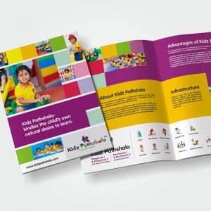 School brochure designed for Kidz Pathshala Preschool by Prodigious Design Studio. #bestgraphicdesigncompany #graphicdesignerforschool #schoolflyerdesigning #schoolflyers #schoolbrochure #graphicdesignernearme #graphicdesigncompanynearme #portfolio #instagramposts #facebookposts