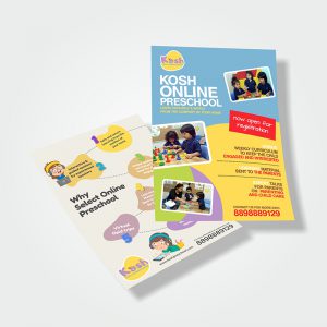 School flyers designed for Kosh Preschool by Prodigious Design Studio. #bestgraphicdesigncompany #graphicdesignerforschool #schoolflyerdesigning #schoolflyers #schoolbrochure #graphicdesignernearme #graphicdesigncompanynearme #portfolio #instagramposts #facebookposts
