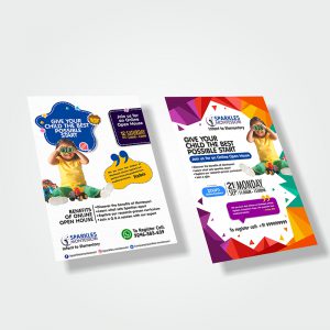 School flyers designed for Sparkles Montessori Preschool by Prodigious Design Studio. #bestgraphicdesigncompany #graphicdesignerforschool #schoolflyerdesigning #schoolflyers #schoolbrochure #graphicdesignernearme #graphicdesigncompanynearme #portfolio #instagramposts #facebookposts