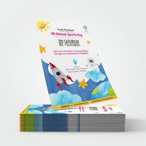 Annual Sports Day Event Invitation designed for Kosh Preschool by Prodigious Design Studio. #bestgraphicdesigncompany #graphicdesignerforschool #schoolflyerdesigning #schoolflyers #schoolbrochure #graphicdesignernearme #graphicdesigncompanynearme #portfolio #instagramposts #facebookposts #invitedesign