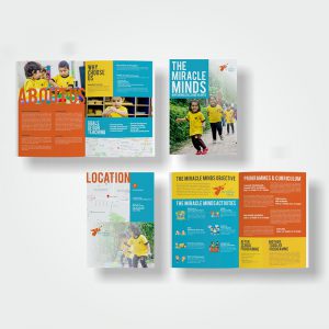 School brochure designed for Miracle Minds Preschool by Prodigious Design Studio. #bestgraphicdesigncompany #graphicdesignerforschool #schoolflyerdesigning #schoolflyers #schoolbrochure #graphicdesignernearme #graphicdesigncompanynearme #portfolio #instagramposts #facebookposts